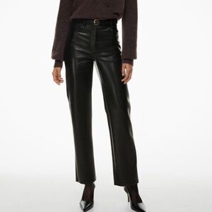 Aritzia | Wilfred The Melina Black Faux Leather Straight Leg Pants Size 4